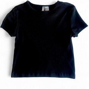 H&M Black Ribbed Short Sleeve crop top